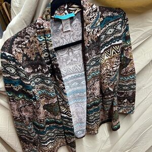 Patterned Open Front Cardigan